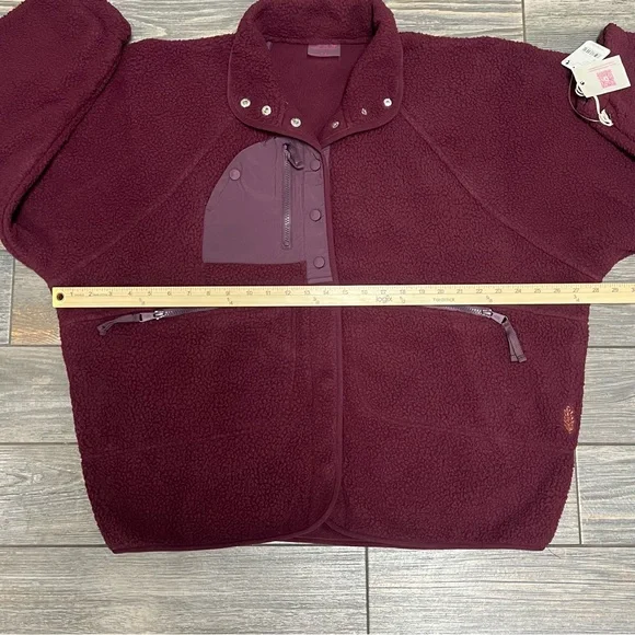 NWT Free People Movement x Hatch Hit The Slopes Fleece Jacket Medium Deep Maroon - Picture 10 of 15